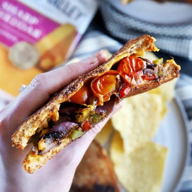 Balsamic Grilled Vegetables Grilled Cheese Sandwich