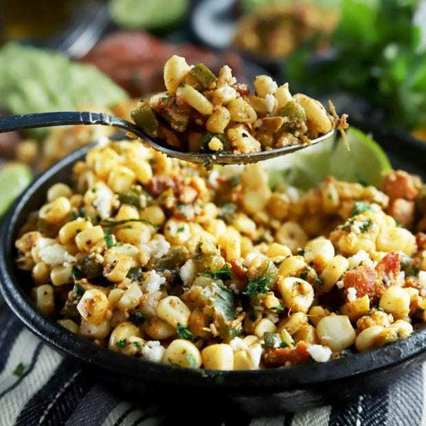 Bacon Cilantro Lime Grilled Corn Salad