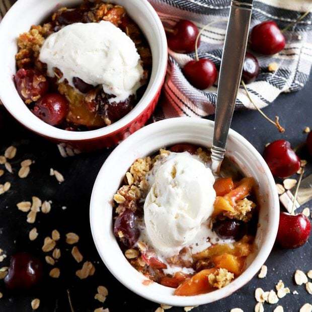 Bourbon Cherry Peach Crumble