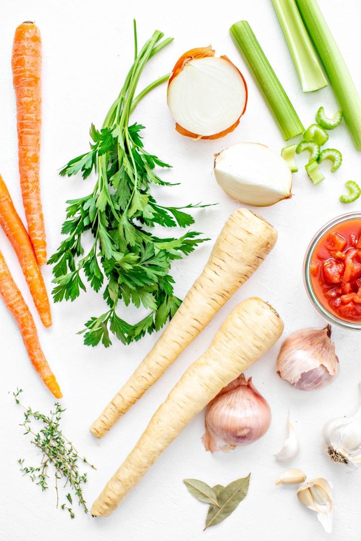 ingredients for vegetable beef soup