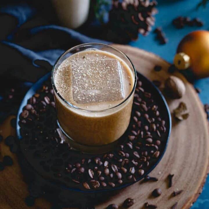 This coconut bourbon coffee nog is a cold, creamy, spiced milk drink perfect for the holiday season. Get your booze and caffeine kick at the same time!