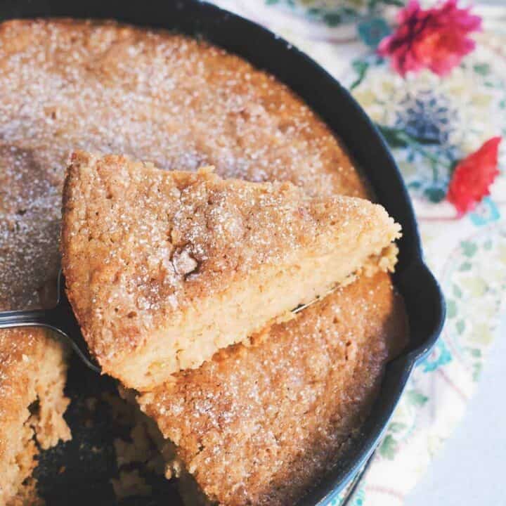 If you're looking for a simple fall dessert that can even pass as a snack, this applesauce raisin skillet cake recipe is for you. It's quintessential fall deliciousness!