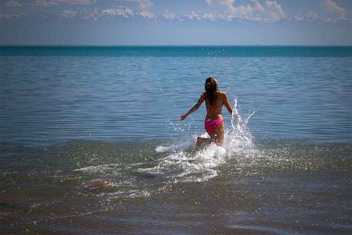 swimming in the sea