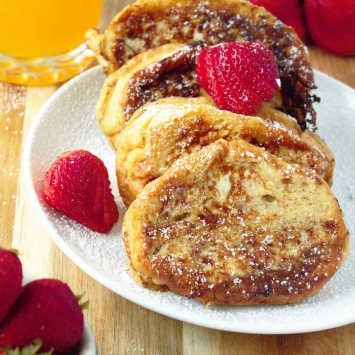 From start to finish, you'll have a delicious, filling, plate full of French Toast with a decadent vanilla custard.