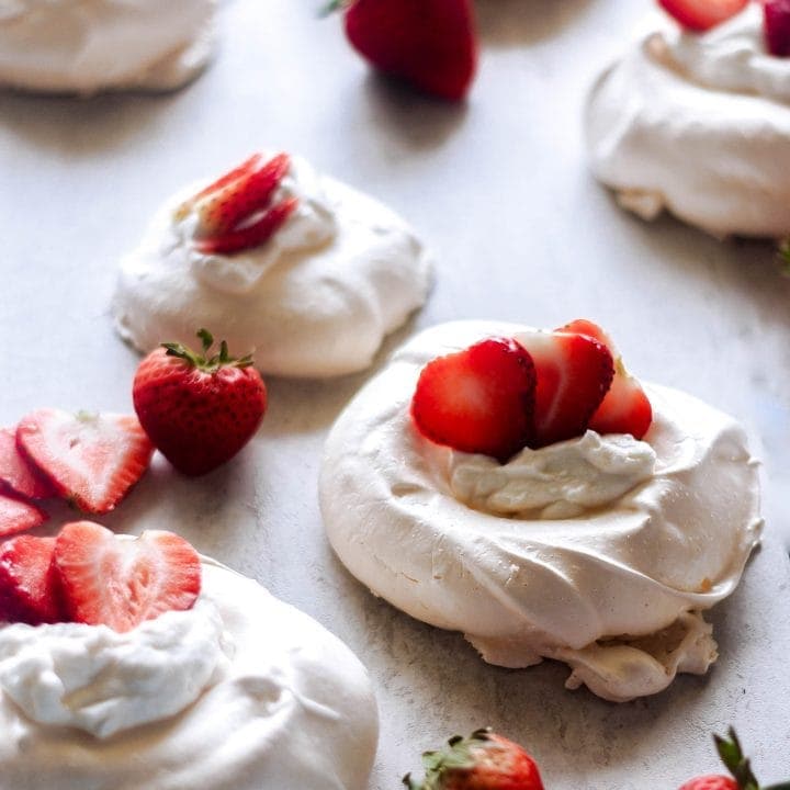 Mini Pavlovas with Strawberries and Chantilly Cream