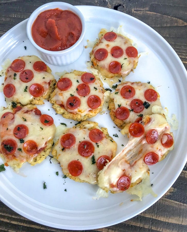 Mini Cauliflower Pepperoni Pizzas With Peanut Butter On Top