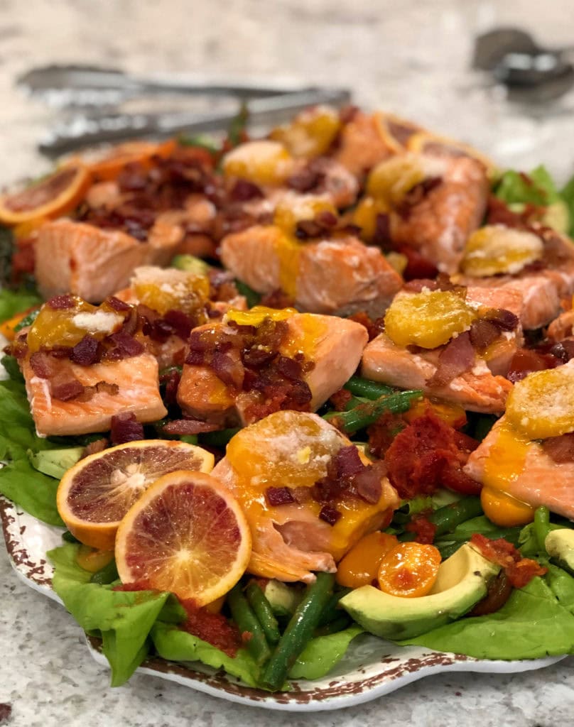 Healthy sous vide steelhead trout on a platter