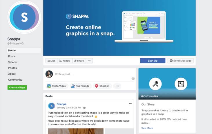 Facebook "our story"