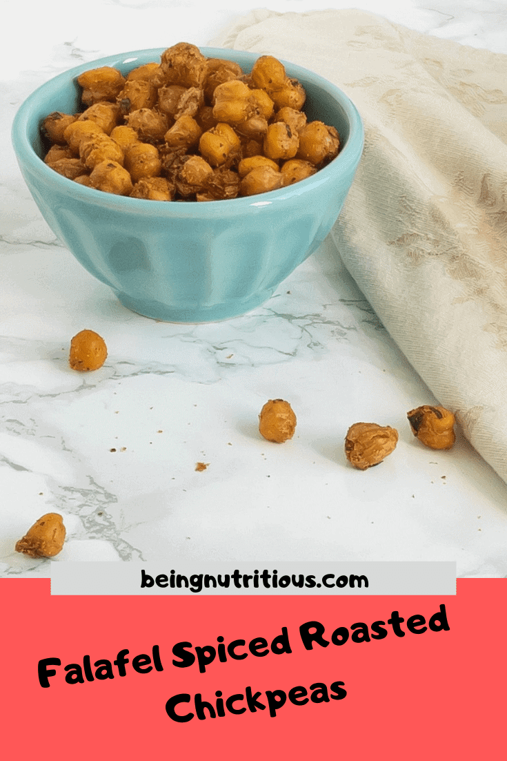 Pinterest graphic for Falafel Spiced Roasted Chickpeas