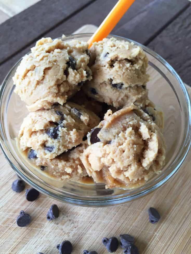 Peanut Butter Chocolate Chip Cookie Dough {THM-S, Gluten Free, Sugar Free, Dairy Free, Low Carb}