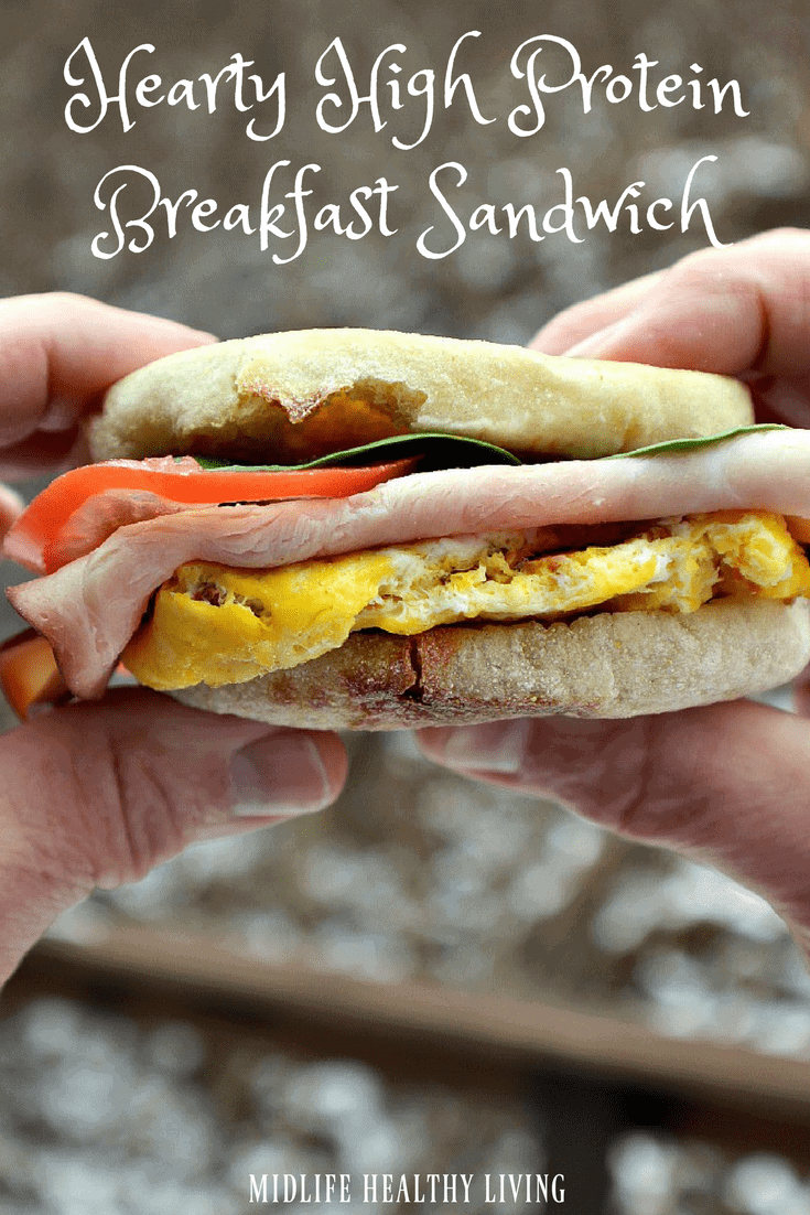 This Hearty High Protein Breakfast Sandwich can be prepared in advance and refrigerated or frozen until you want to eat one. When your on your way out the door in the morning, heat one up, add your toppings and your ready to start the day out on the right foot.