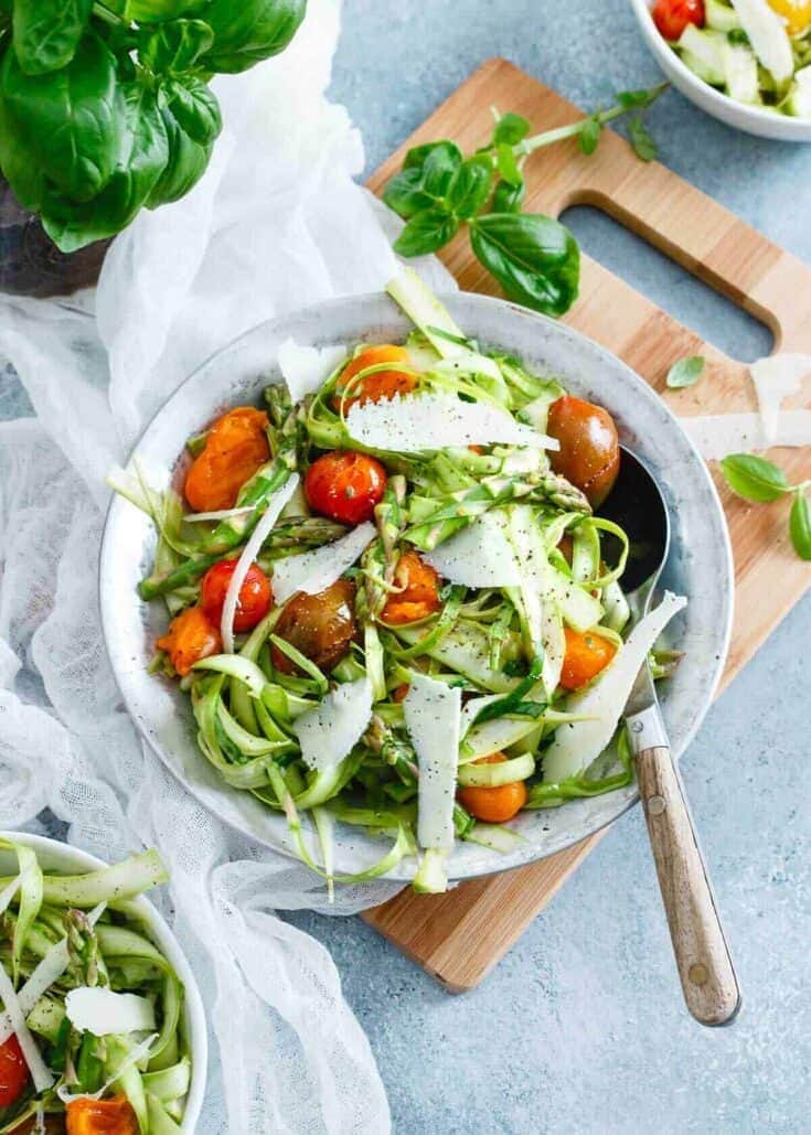 Lemony Shaved Asparagus Tomato Salad