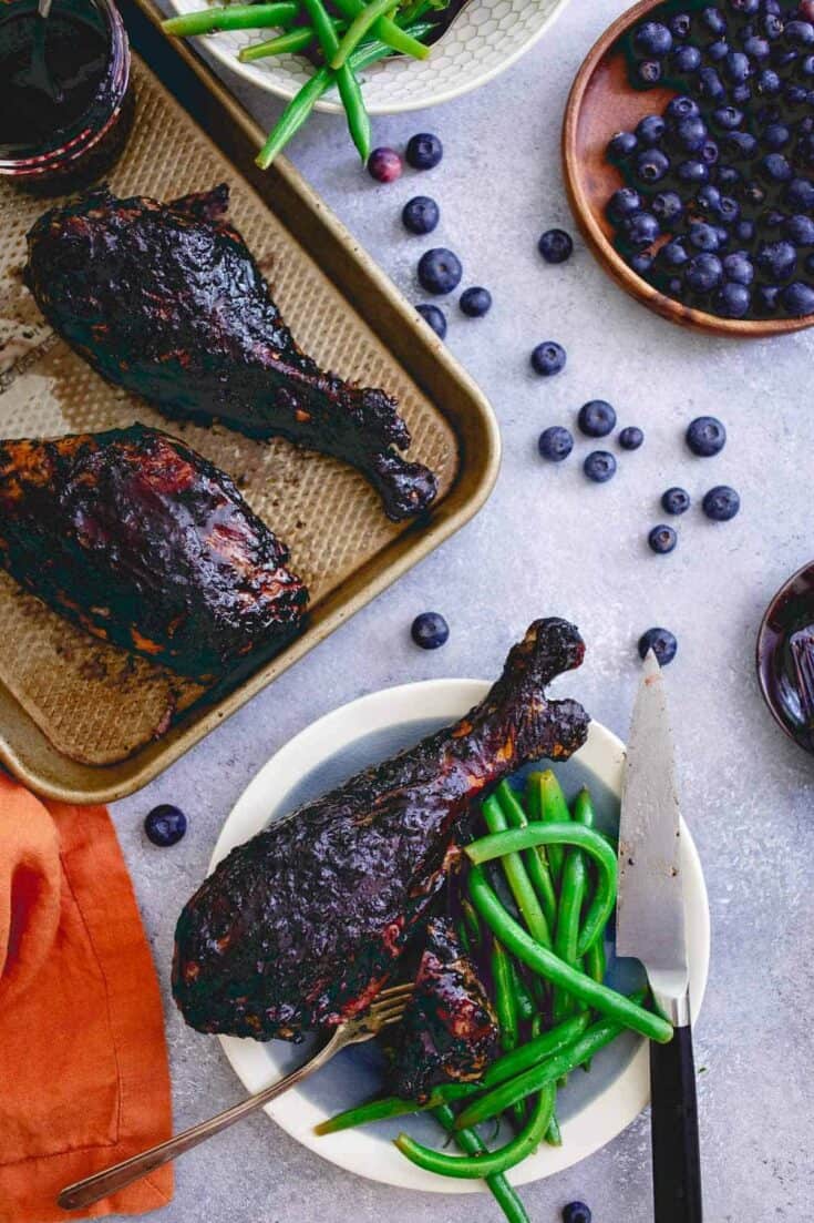 Blueberry Balsamic BBQ Turkey Legs