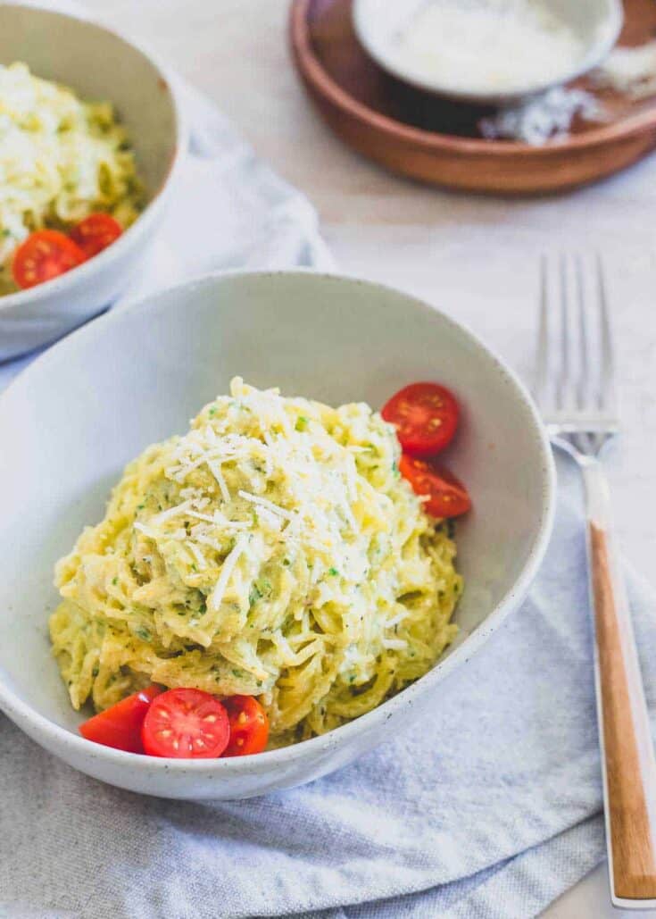 Creamy Pesto Spaghetti Squash Noodles