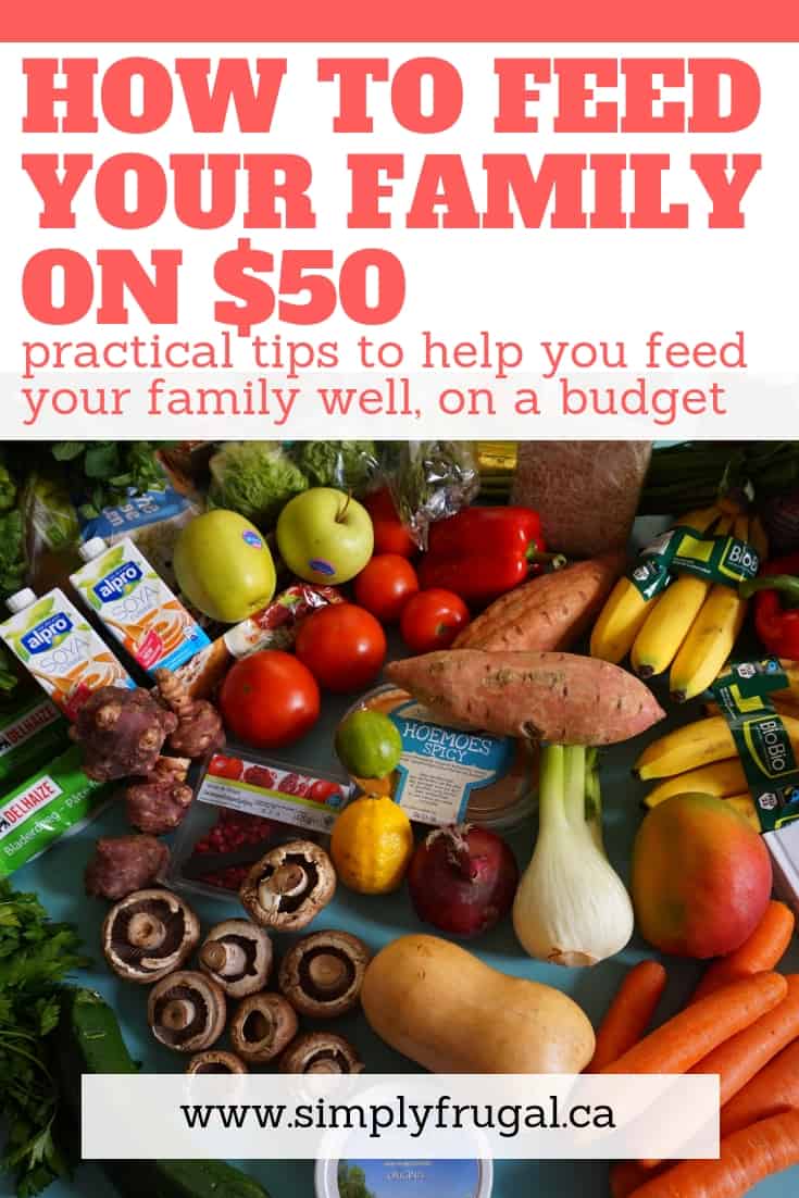 Yes, it can be done, and you don’t have to coupon! Check out these practical tips on how to feed your family on $50 a week! #simplyfrugal #grocerytips #grocerybudget #menuplan #mealplan Yes, it can be done, and you don’t have to coupon! Check out these practical tips on how to feed your family on $50 a week!
