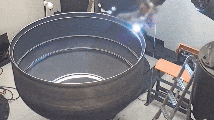 A timelapse of Relativity's Stargate 3D printer building a rocket fuel tank. A timelapse of Relativity’s Stargate 3D printer building a rocket fuel tank.