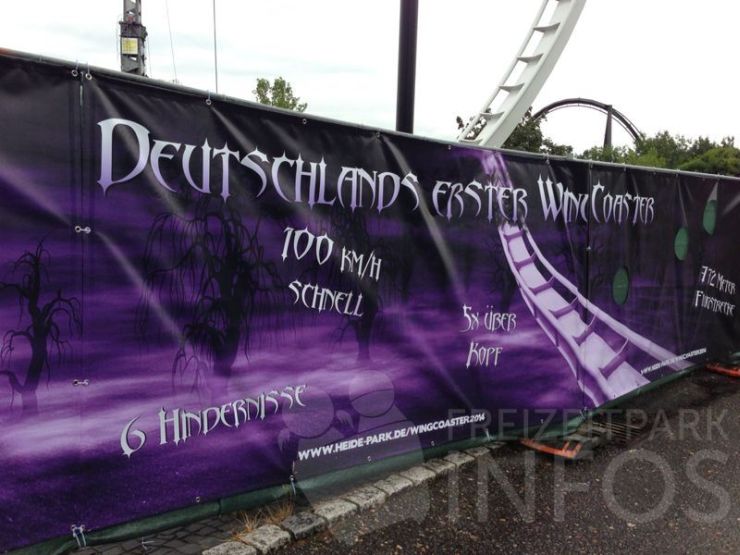 Foto: Freizeitparkinfos.de, Plakat Wing Coaster für 2014