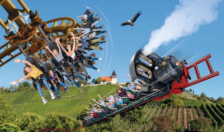 Achterbahn Baustelle im Erlebnispark Tripsdrill