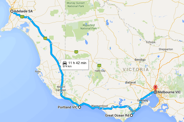 Things to see on Perth to Melbourne road trip. Perth to Melbourne road trip map