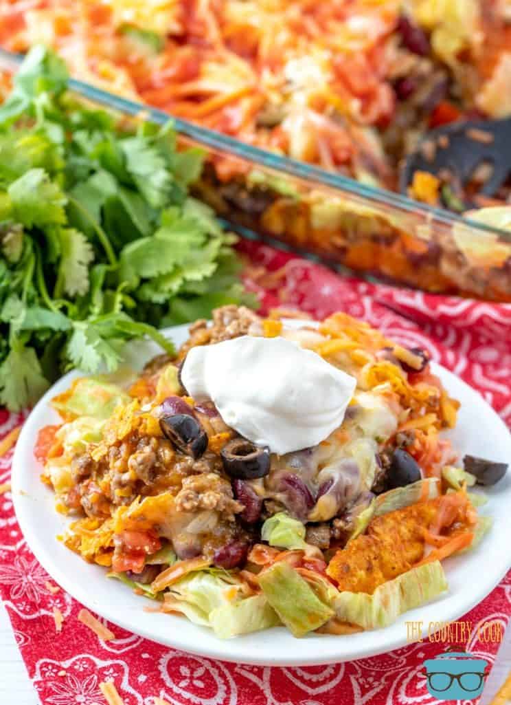 Dorito Taco Casserole - The Country Cook main dishes