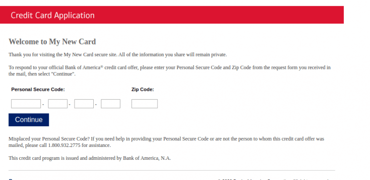 Bank of America New Card Apply