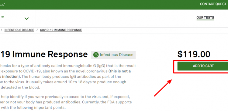 COVID-19 Immune Response testing kit online