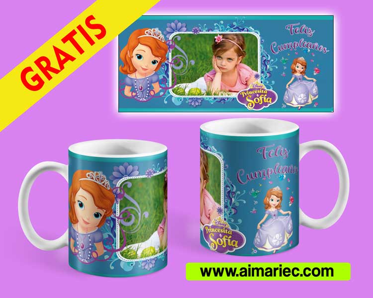 plantilla de taza princesa sofía para cumpleaños