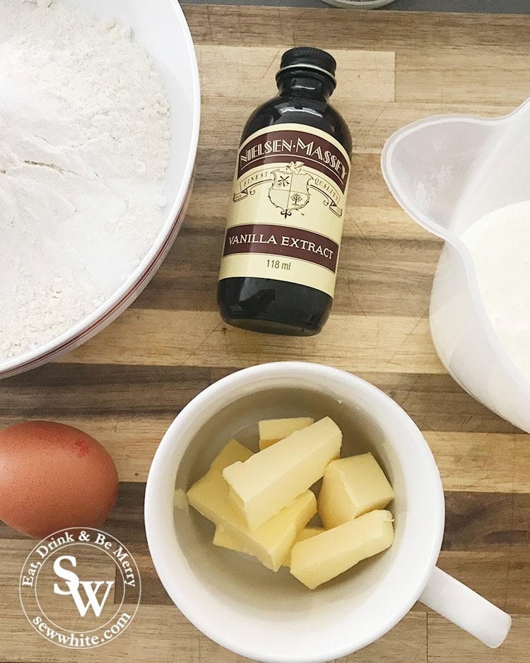 The ingredients for the Afternoon Tea Waffle Bites laid out on the table ready to cook with