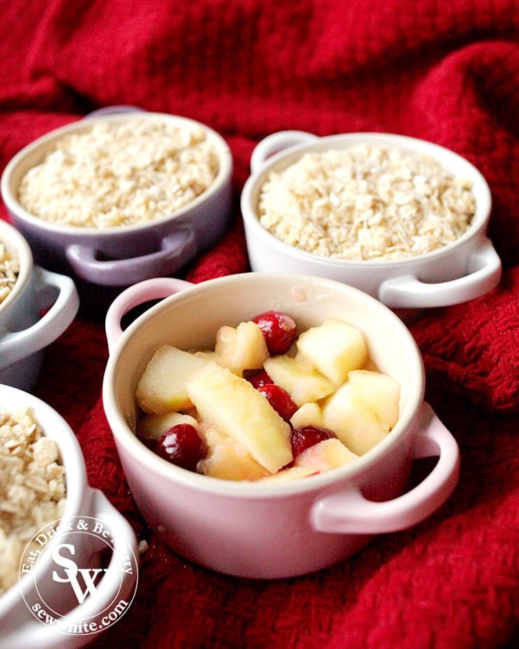 Apple and Cranberry Crumble ready for the oven.