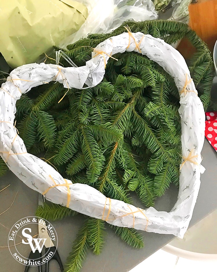 Heart shaped wreath ready to be made.