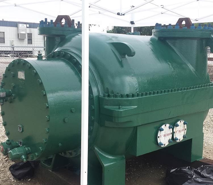 Green rebuilt multi stage compressor in storage area