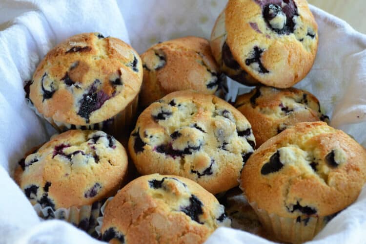 keto blueberry muffins in a basket