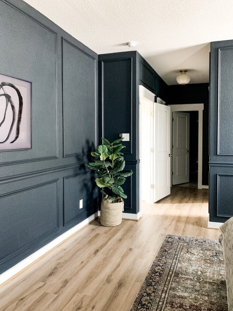 dark bedroom with new hall light