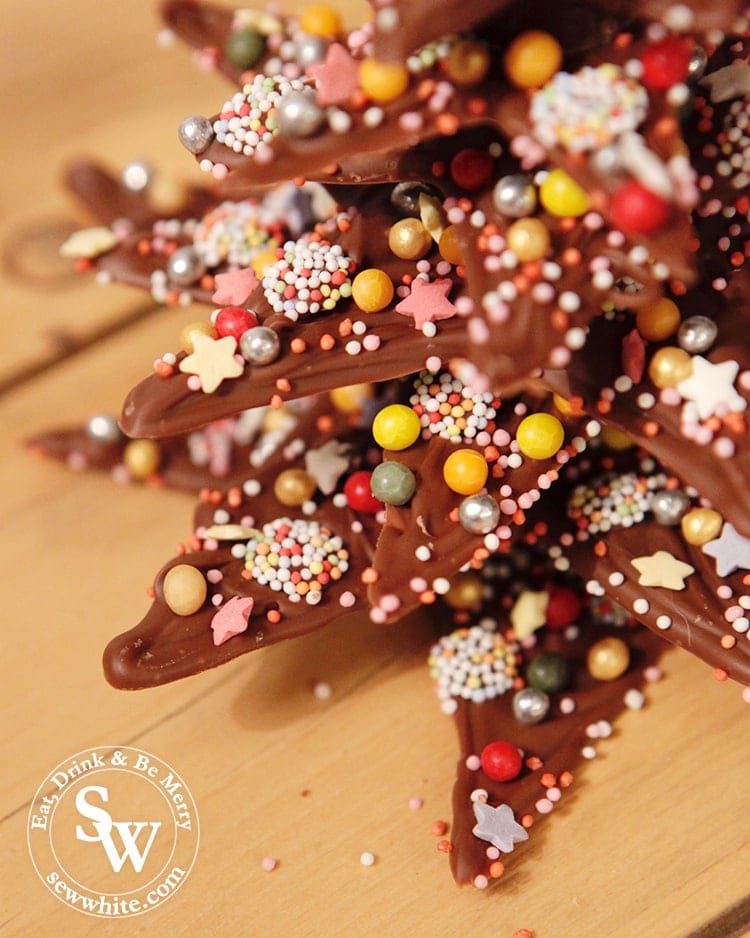 Chocolate Star Christmas Tree covered in sprinkles