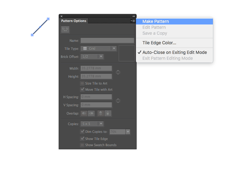 pattern options panel in illustrator
