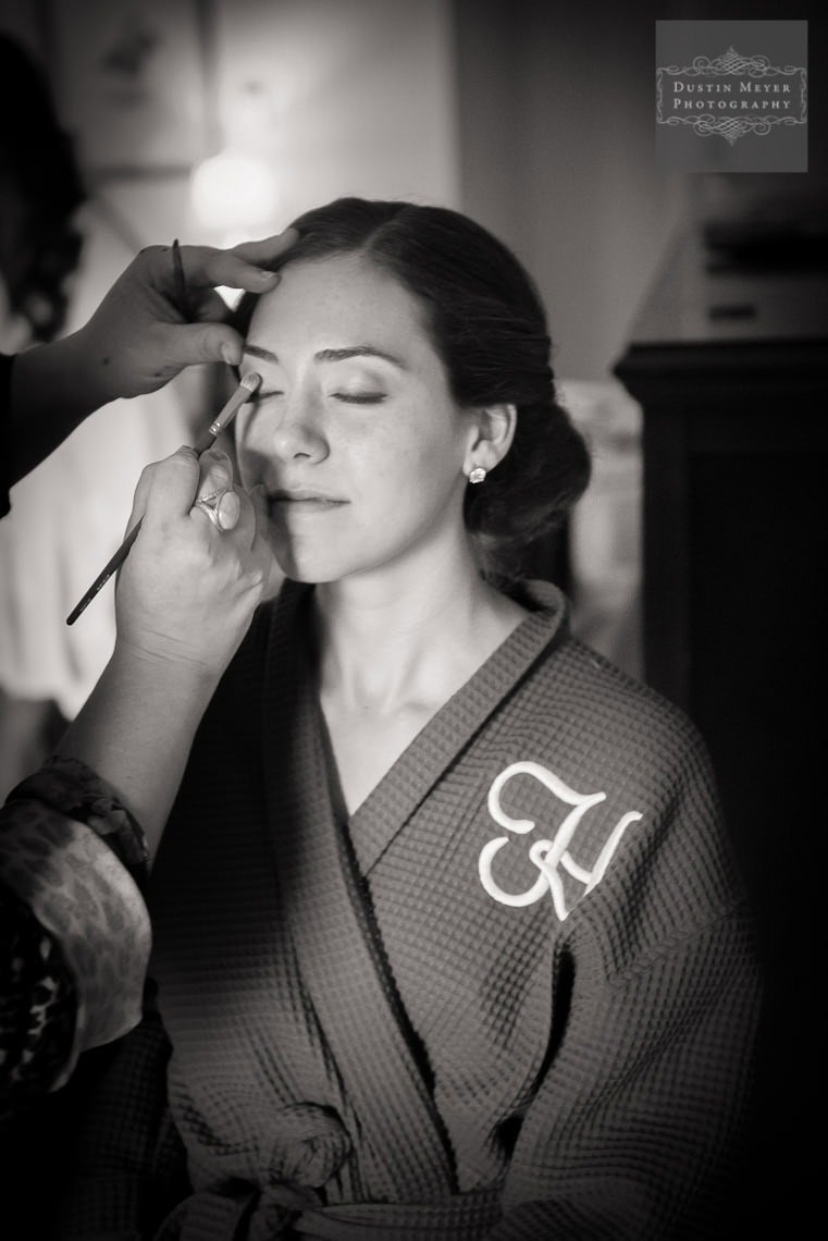 Bridal Makeup black and white photo of bride at Barton Creek Resort
