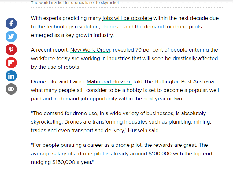 How to make your fortune as a drone pilot 1 Excerpt from the Huffington Post