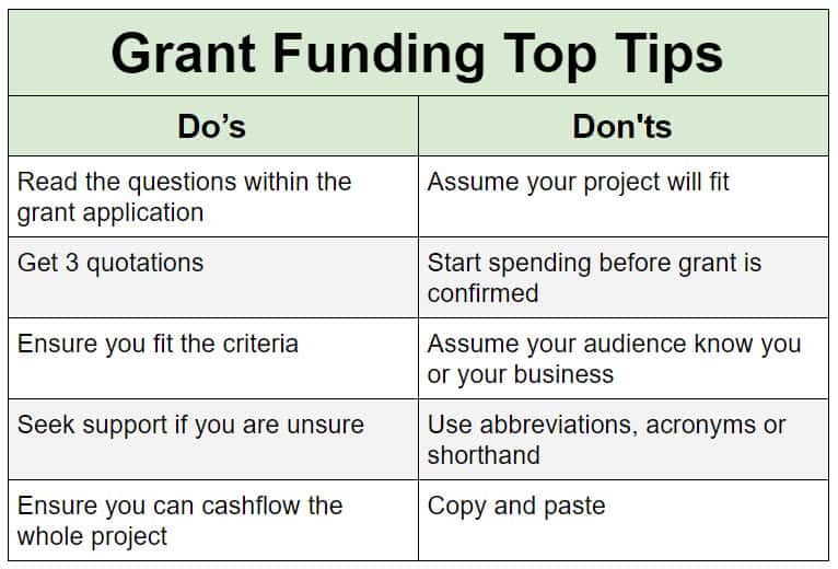 grant funding top tips