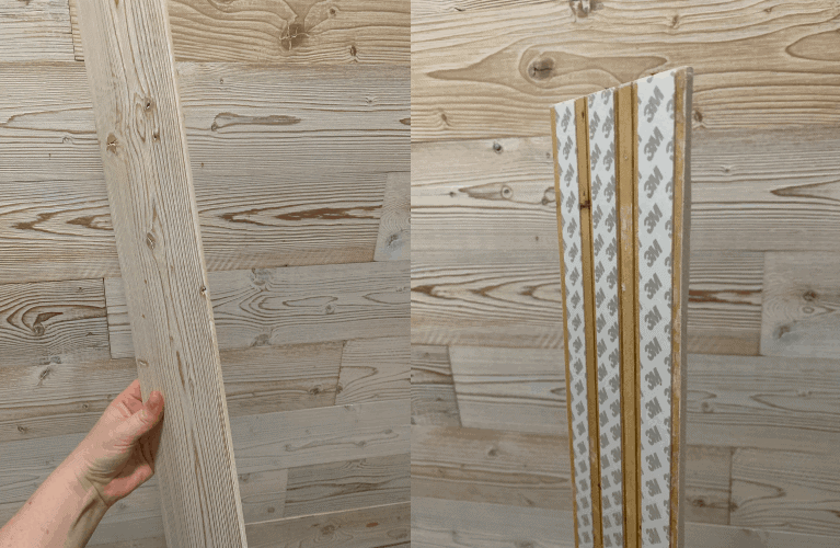 side view of the faux shiplap wood planks