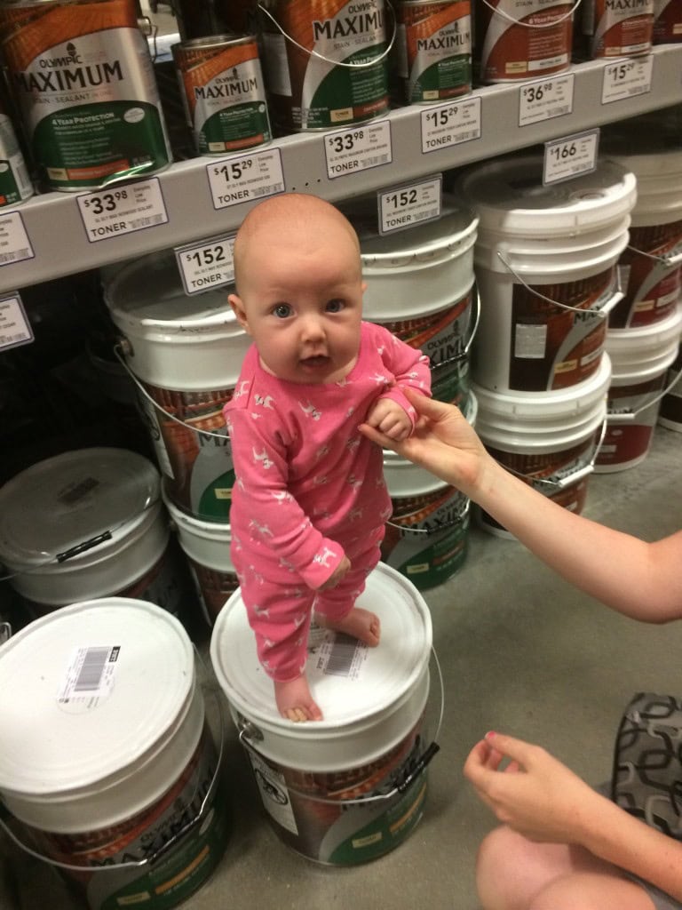 lastly, we practiced standing on things at the store... she's pretty great at standing already, she may just go straight to walking...