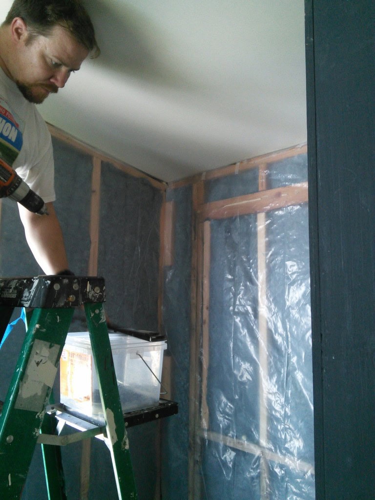 First sheet of drywall!