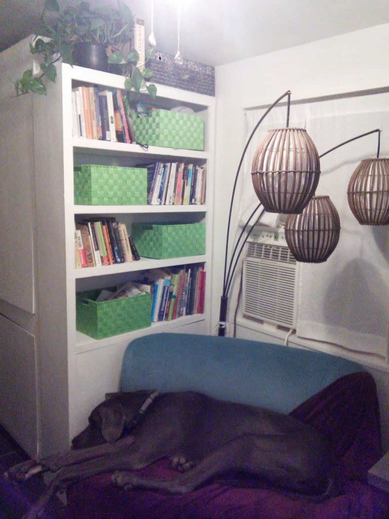 and after, I added a shelf and some toy boxes for Hazel
