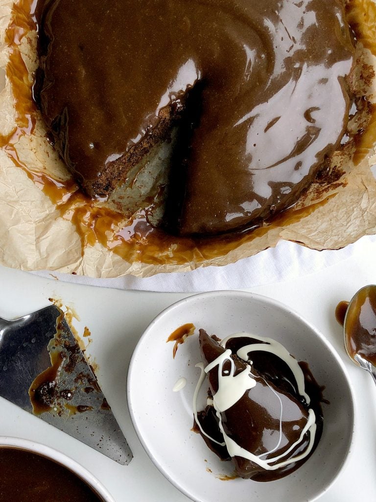a slice of Sticky Toffee Pudding in a bowl