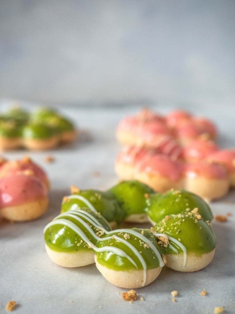 Strawberry and Matcha Baked Mochi Donuts