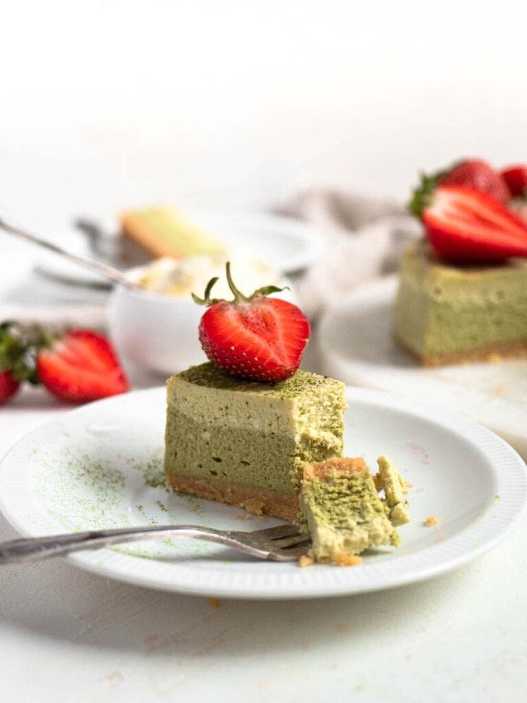 Two-toned baked green tea cheesecake