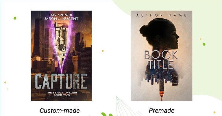 Example of custom and premade book cover design