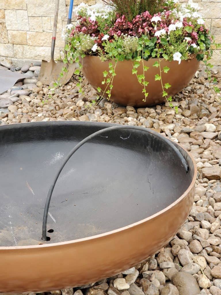Steel planter with drip irrigation