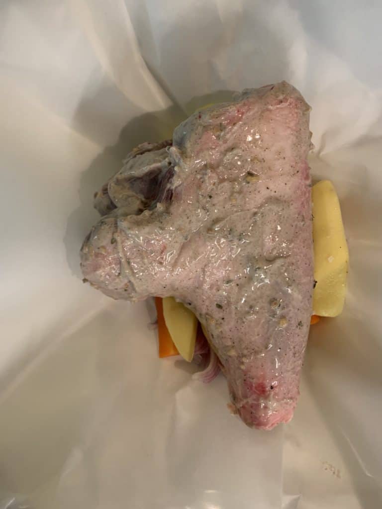 lamb shank on vegetables