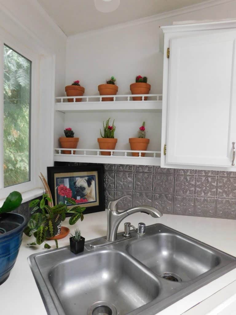 faux tin kitchen backsplash