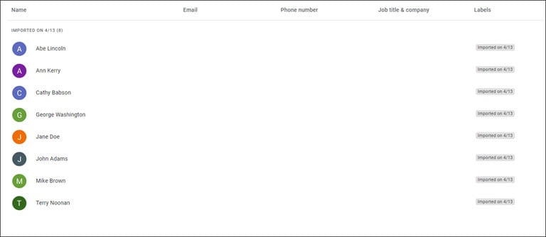 Attempt to import Google contacts.